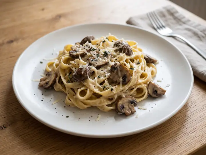 Creamy Garlic Mushroom Tagliatelle