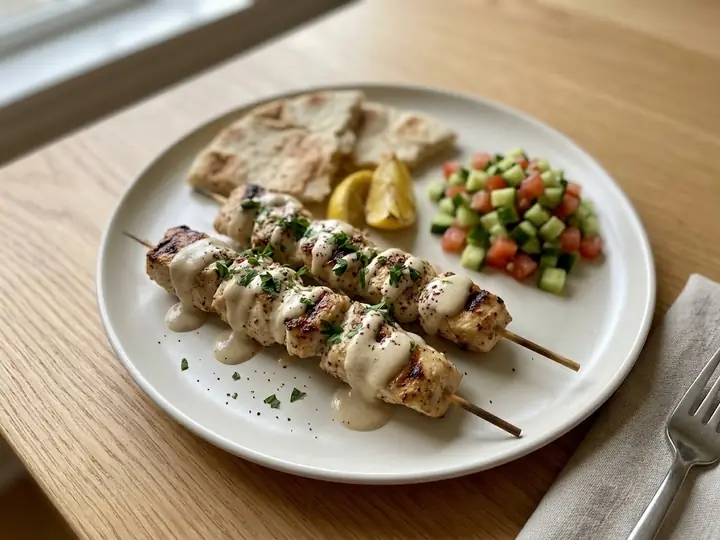 Israeli-Style Chicken Skewers with Tahini