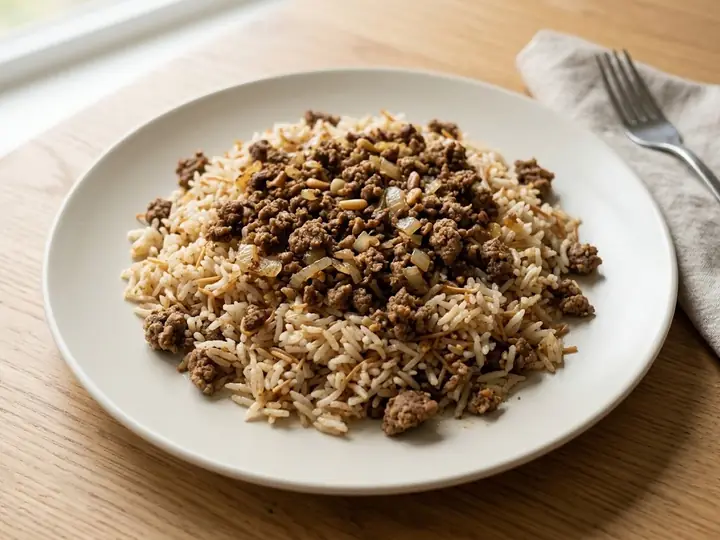 Egyptian-Style Spiced Beef Rice