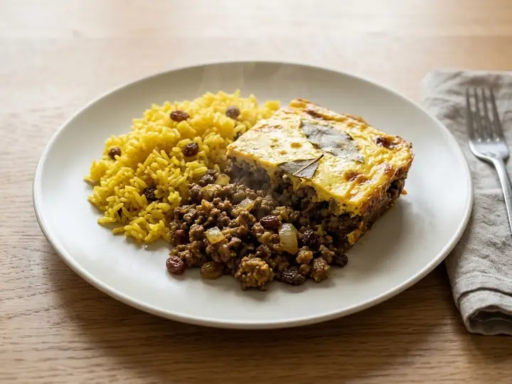 South African-Style Bobotie-Inspired Mince Bake