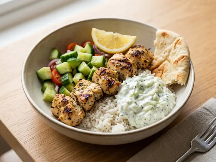 Greek-Style Chicken Souvlaki Bowl