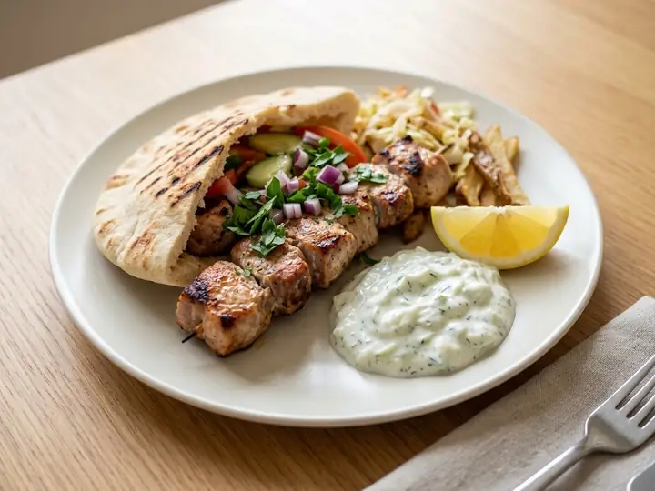 Cypriot-Style Pork Souvlaki with Pitta