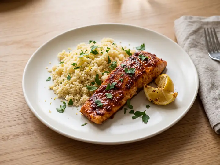 Harissa Salmon with Lemon Couscous