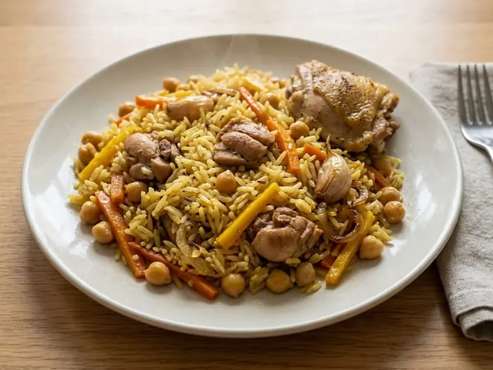 Uzbek-Style Chicken & Chickpea Rice