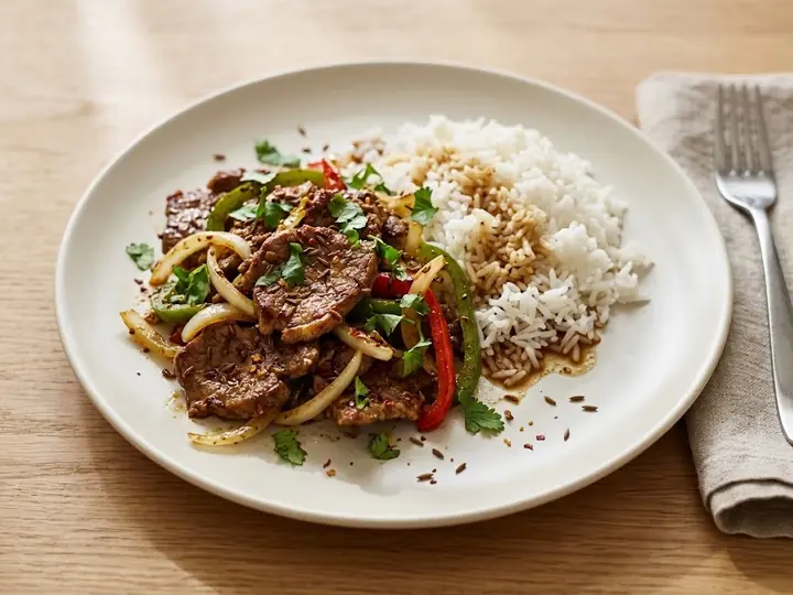 Chinese-Style Cumin Lamb Stir-Fry with Peppers