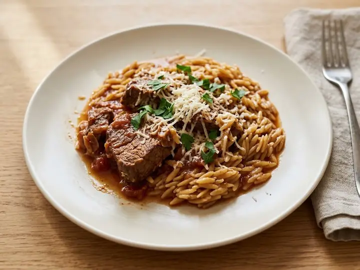 Greek Beef Giouvetsi with Orzo