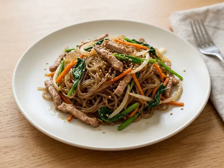 Korean Japchae Glass Noodles with Pork