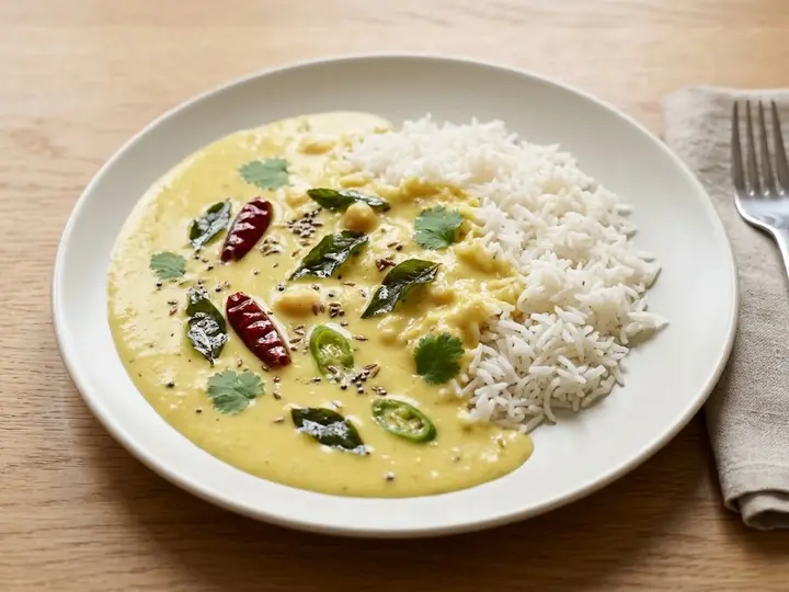 Gujarati Chickpea Flour Kadhi with Rice