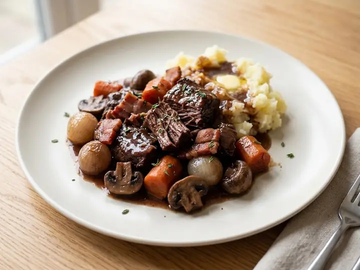 Beef Bourguignon-Style Beef with Mushrooms