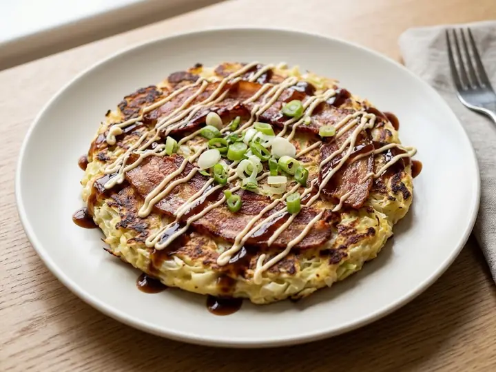 Okonomiyaki-Style Cabbage Pancake with Bacon