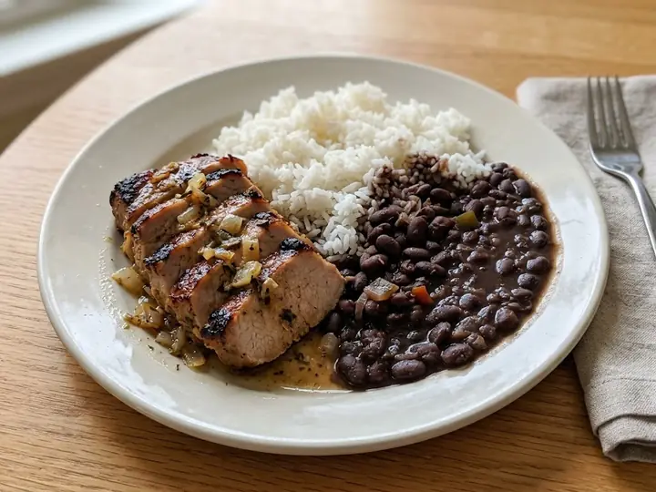 Cuban-Style Mojo Pork with Rice and Black Beans
