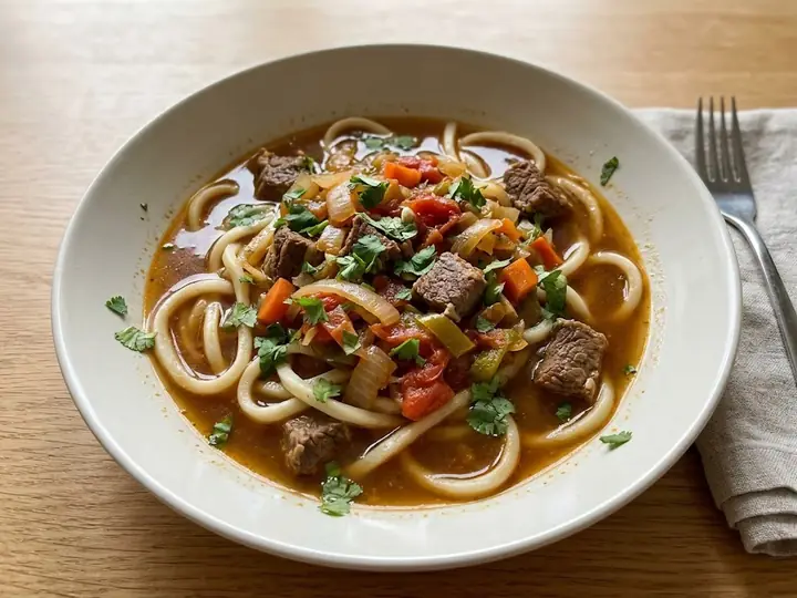 Uzbek-Style Lagman Noodle Soup with Beef
