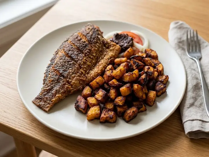 Ghanaian-Style Fried Fish with Kelewele Spiced Plantain