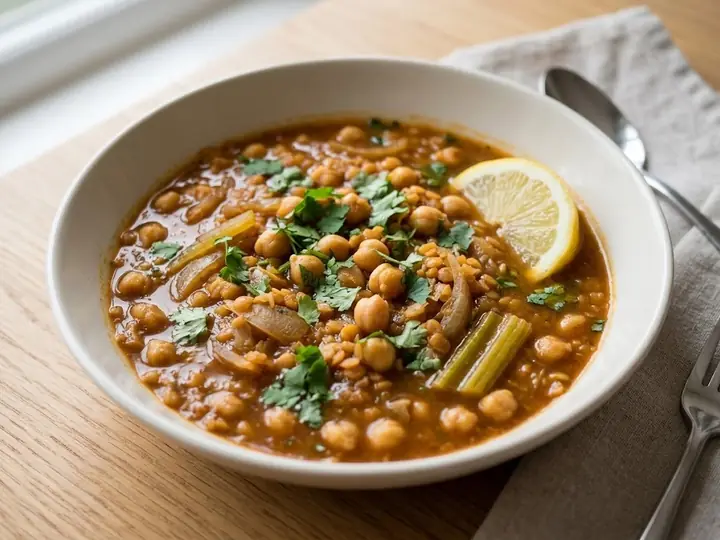 Moroccan Harira-Style Lentil & Chickpea Soup