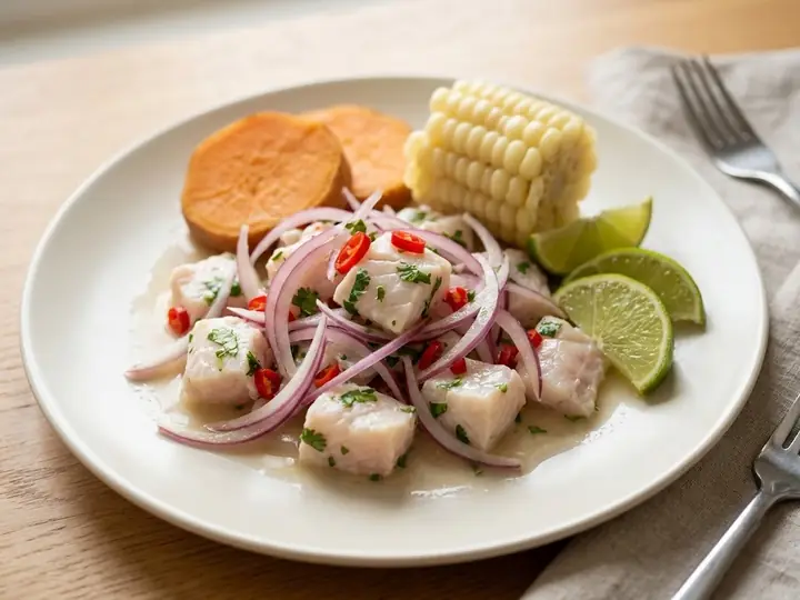 Peruvian-Style Fish Ceviche with Sweet Potato and Corn