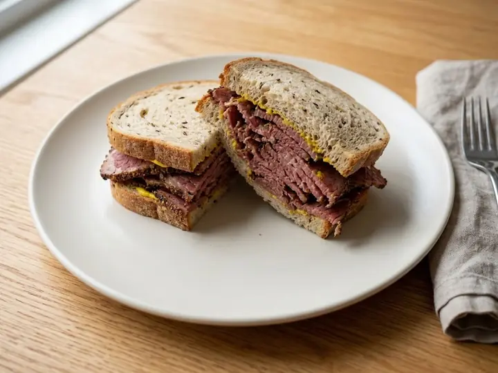 Canadian-Style Montreal Smoked Meat Sandwich with Mustard