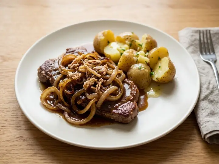 Austrian-Style Zwiebelrostbraten (Onion-Smothered Beef Steak)