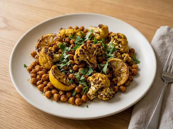 Spiced Cauliflower & Chickpea Traybake