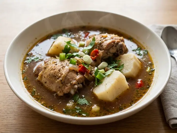 Nigerian-Style Pepper Soup with Chicken and Yam