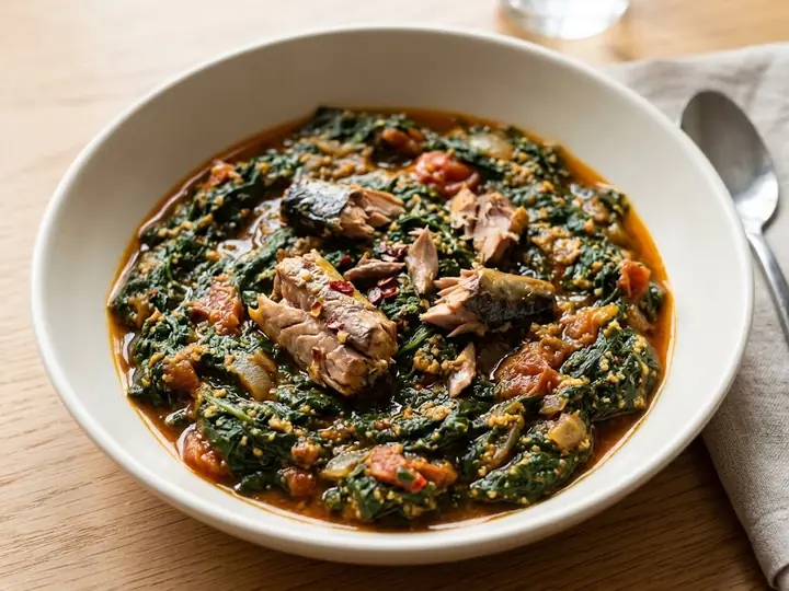 Ghanaian-Style Kontomire Stew with Smoked Mackerel