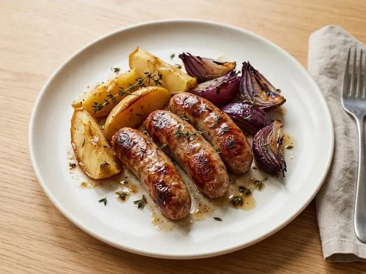 Sausage, Apple & Red Onion Traybake