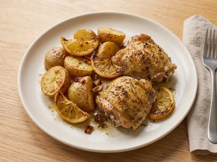Lemon Herb Chicken Thigh Traybake with New Potatoes