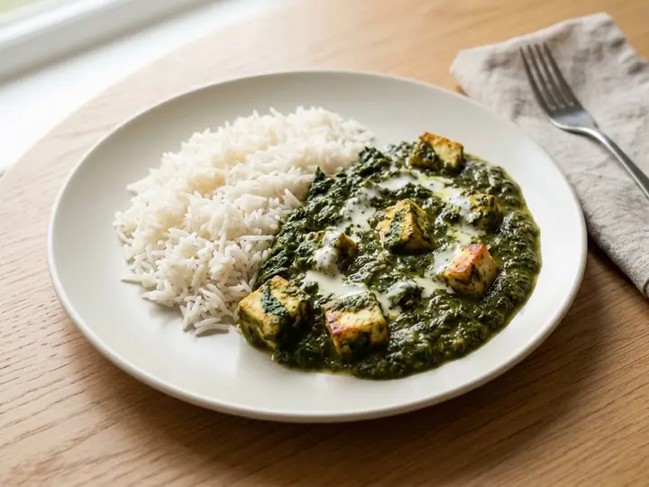 Saag Paneer with Rice