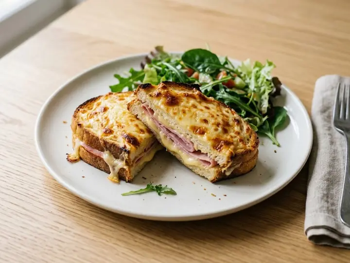 Croque Monsieur-Style Ham & Cheese Toastie with Salad